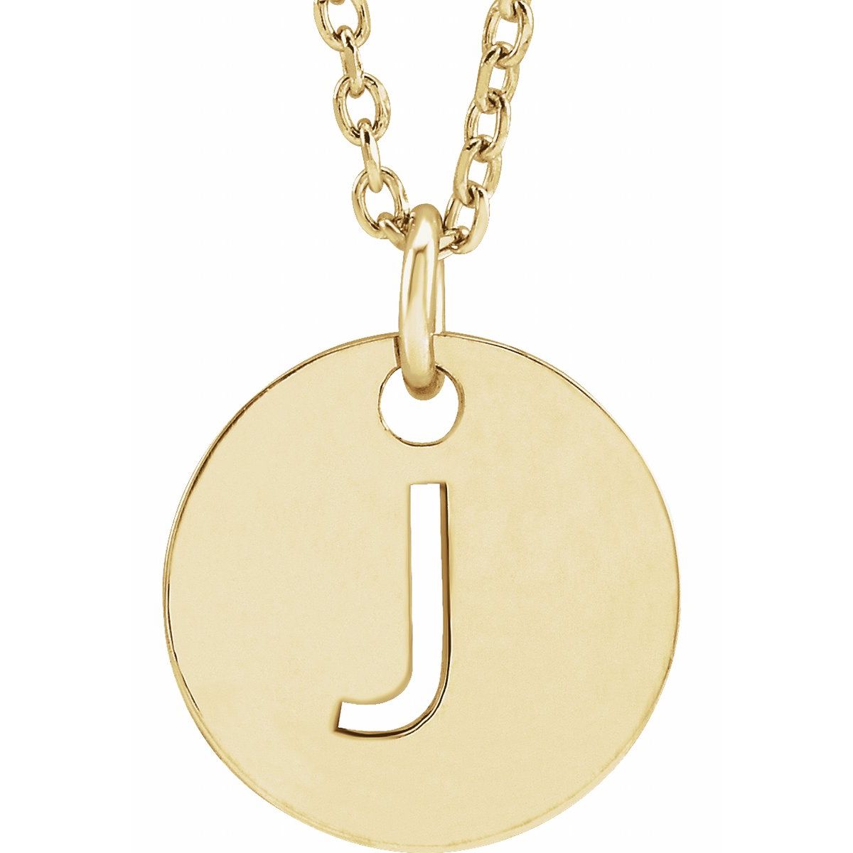 Initial Disc Necklace — Initial J, 14k Yellow Gold