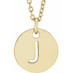 Initial Disc Necklace — Initial J, 14k Yellow Gold