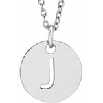 Initial Disc Necklace — Initial J, 14k White Gold