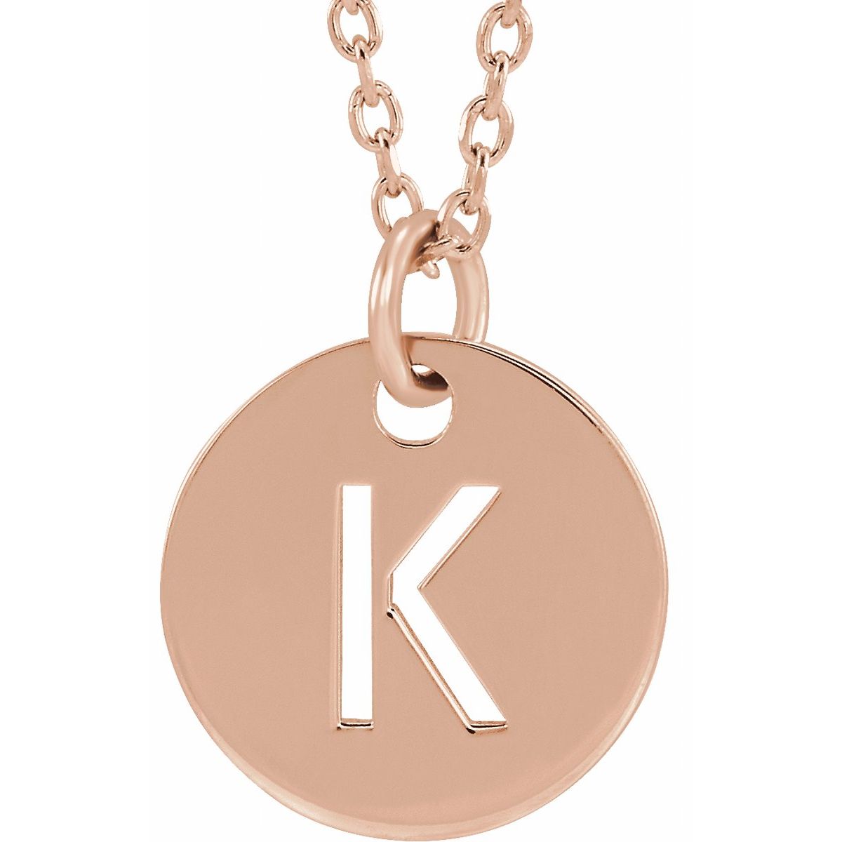 Initial Disc Necklace — Initial K, 18k Rose Gold-Plated Sterling Silver