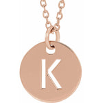 Initial Disc Necklace — Initial K, 18k Rose Gold-Plated Sterling Silver