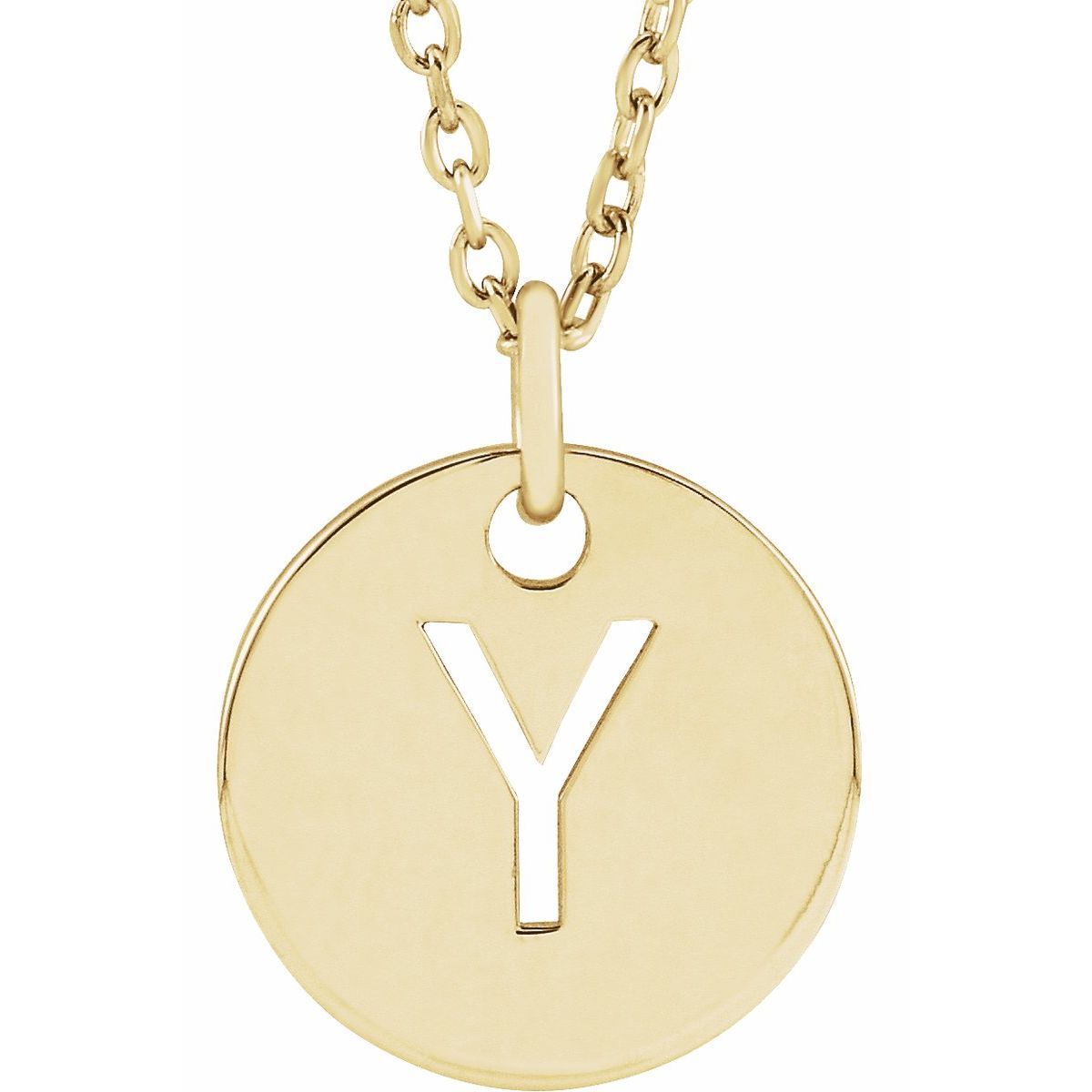 Initial Disc Necklace — Initial Y, 14k Yellow Gold