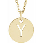 Initial Disc Necklace — Initial Y, 14k Yellow Gold