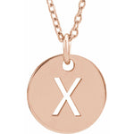 Initial Disc Necklace — Initial X, 14k Rose Gold