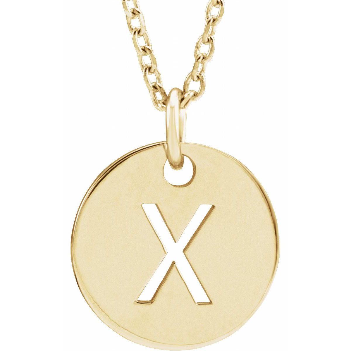 Initial Disc Necklace — Initial X, 14k Yellow Gold
