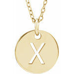 Initial Disc Necklace — Initial X, 14k Yellow Gold
