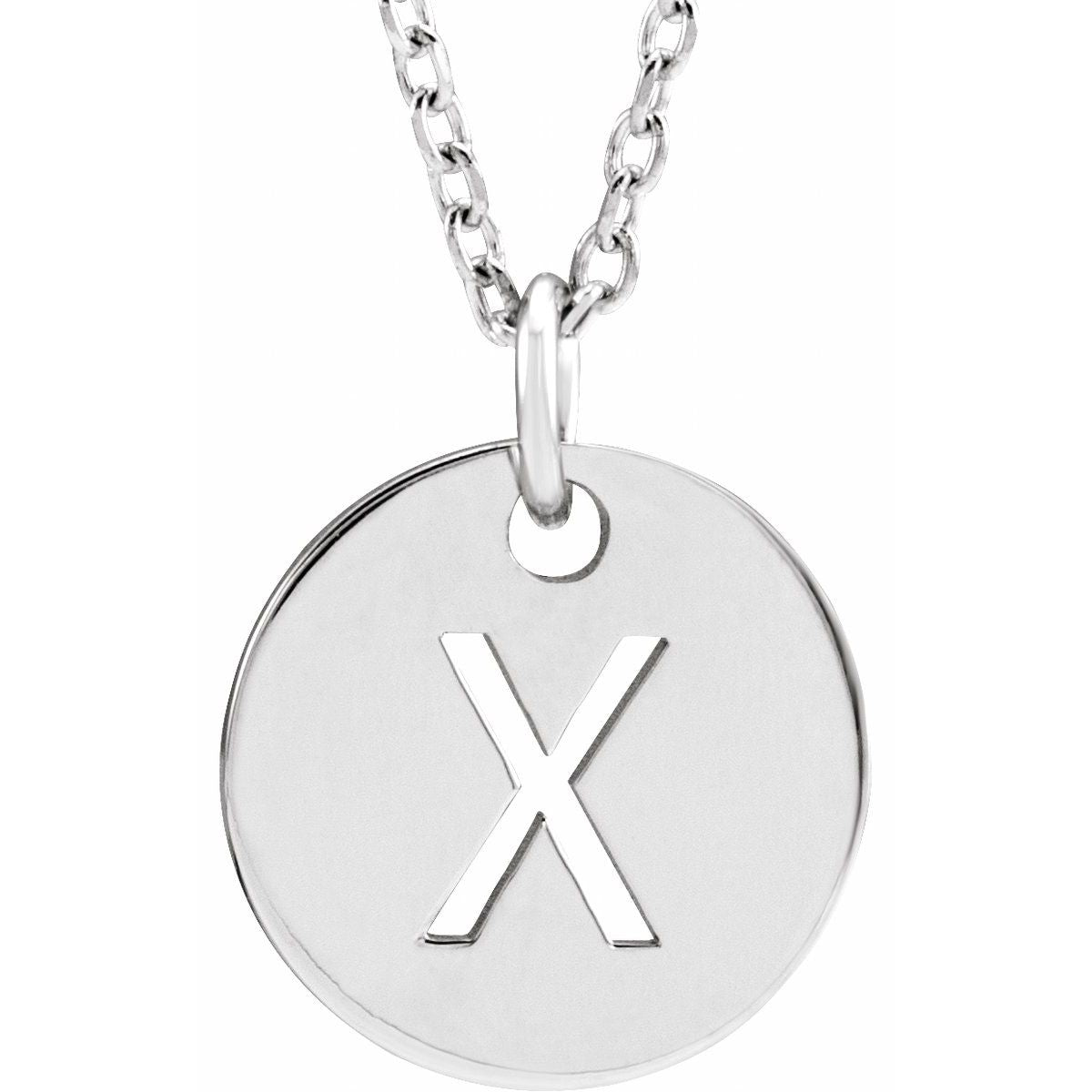 Initial Disc Necklace — Initial X, 14k White Gold
