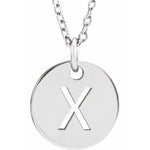 Initial Disc Necklace — Initial X, 14k White Gold