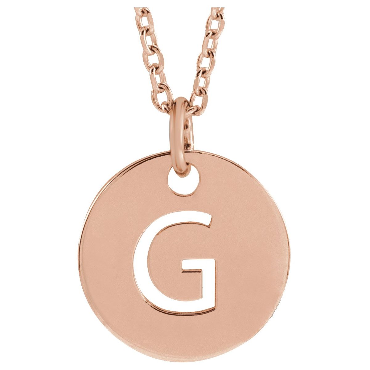 Initial Disc Necklace — Initial G, 18k Rose Gold-Plated Sterling Silver