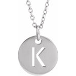 Initial Disc Necklace — Initial K, 14k White Gold