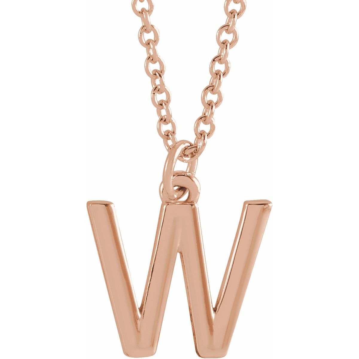 Initial Pendant Necklace — Initial W, 14k Rose Gold