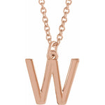 Initial Pendant Necklace — Initial W, 14k Rose Gold