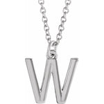 Initial Pendant Necklace — Initial W, 14k White Gold