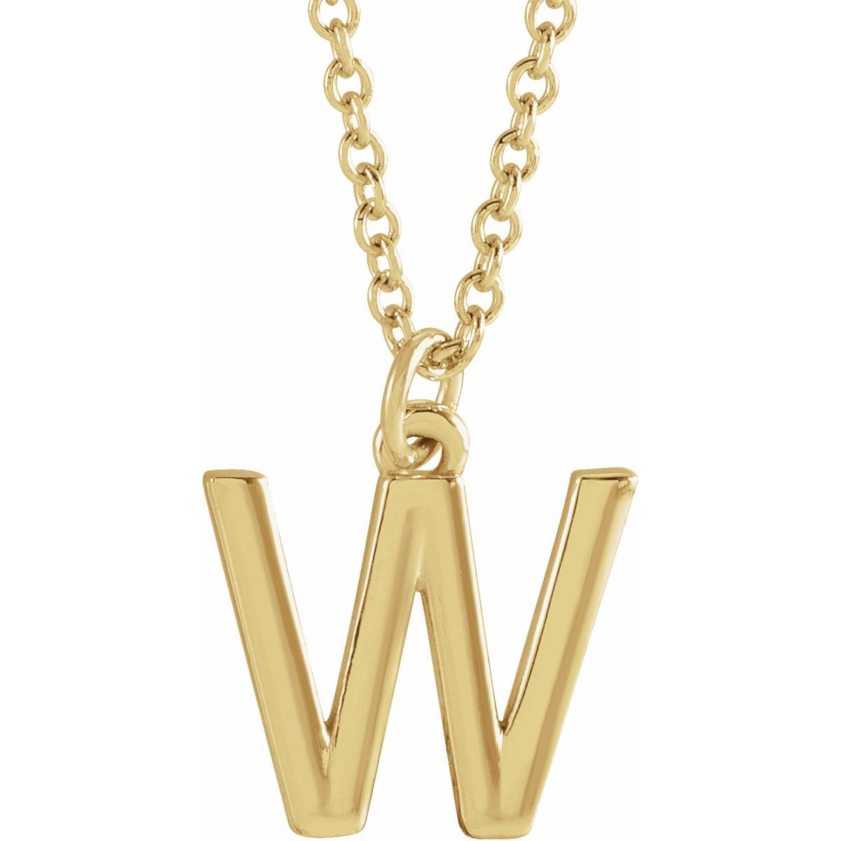 Initial Pendant Necklace — Initial W, 14k Yellow Gold