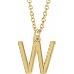 Initial Pendant Necklace — Initial W, 14k Yellow Gold