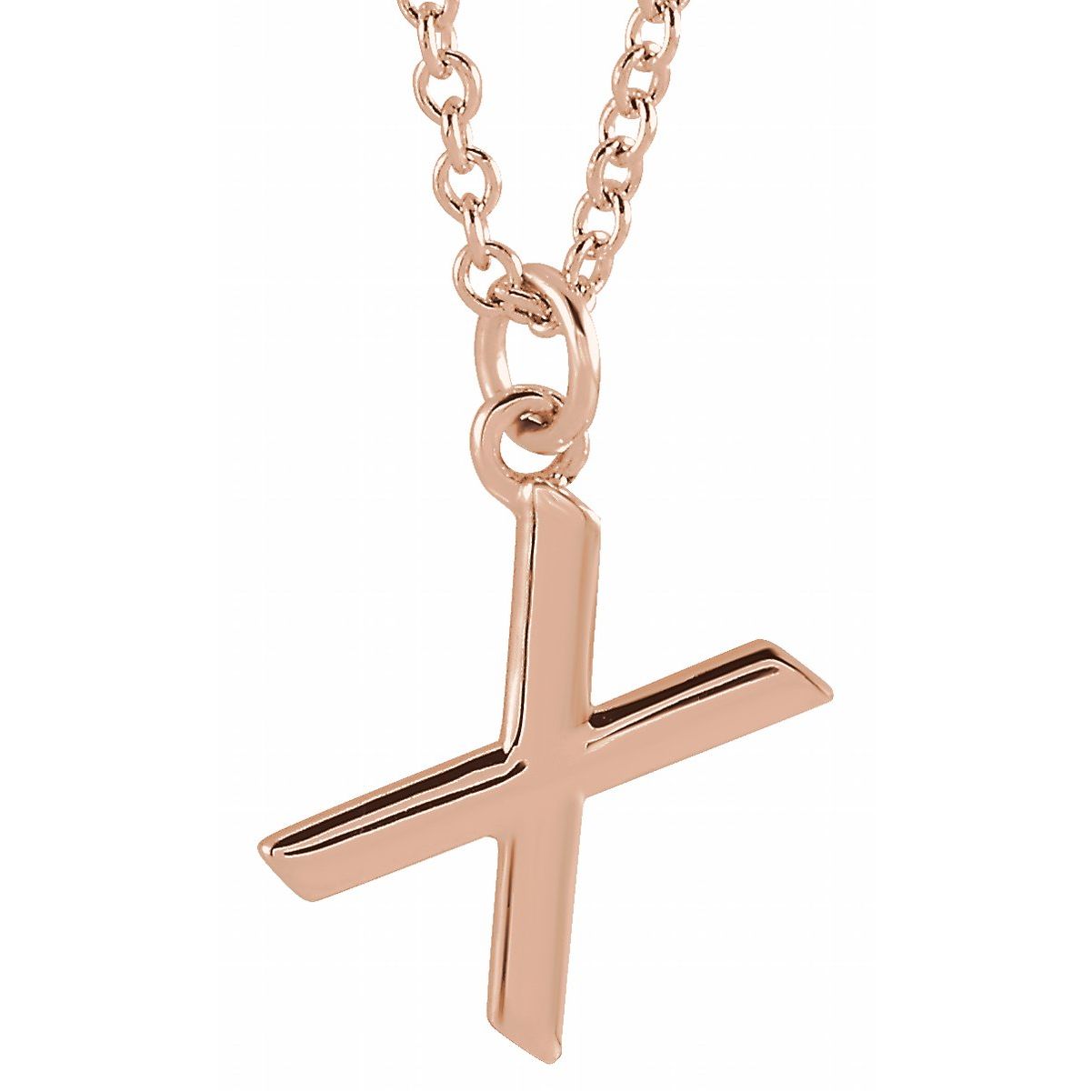 Initial Pendant Necklace — Initial X, 14k Rose Gold