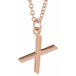 Initial Pendant Necklace — Initial X, 14k Rose Gold