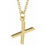 Initial Pendant Necklace — Initial X, 14k Yellow Gold