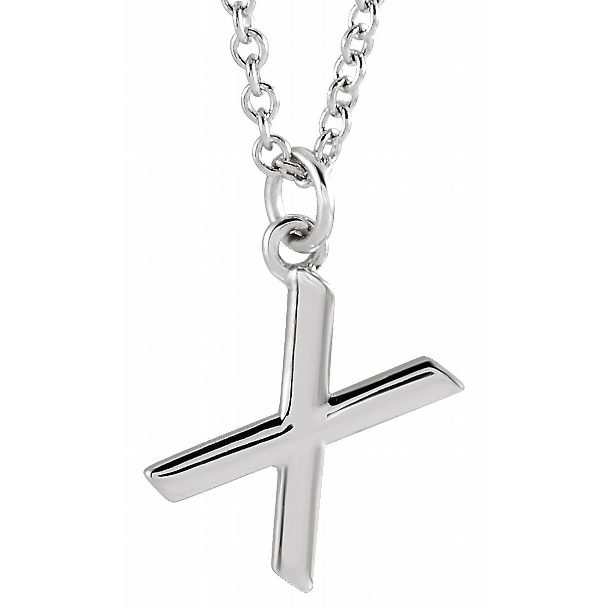 Initial Pendant Necklace — Initial X, 14k White Gold
