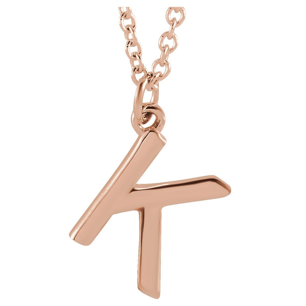 Initial Pendant Necklace — Initial K, 14k Rose Gold