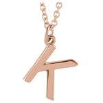 Initial Pendant Necklace — Initial K, 14k Rose Gold