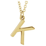 Initial Pendant Necklace — Initial K, 14k Yellow Gold