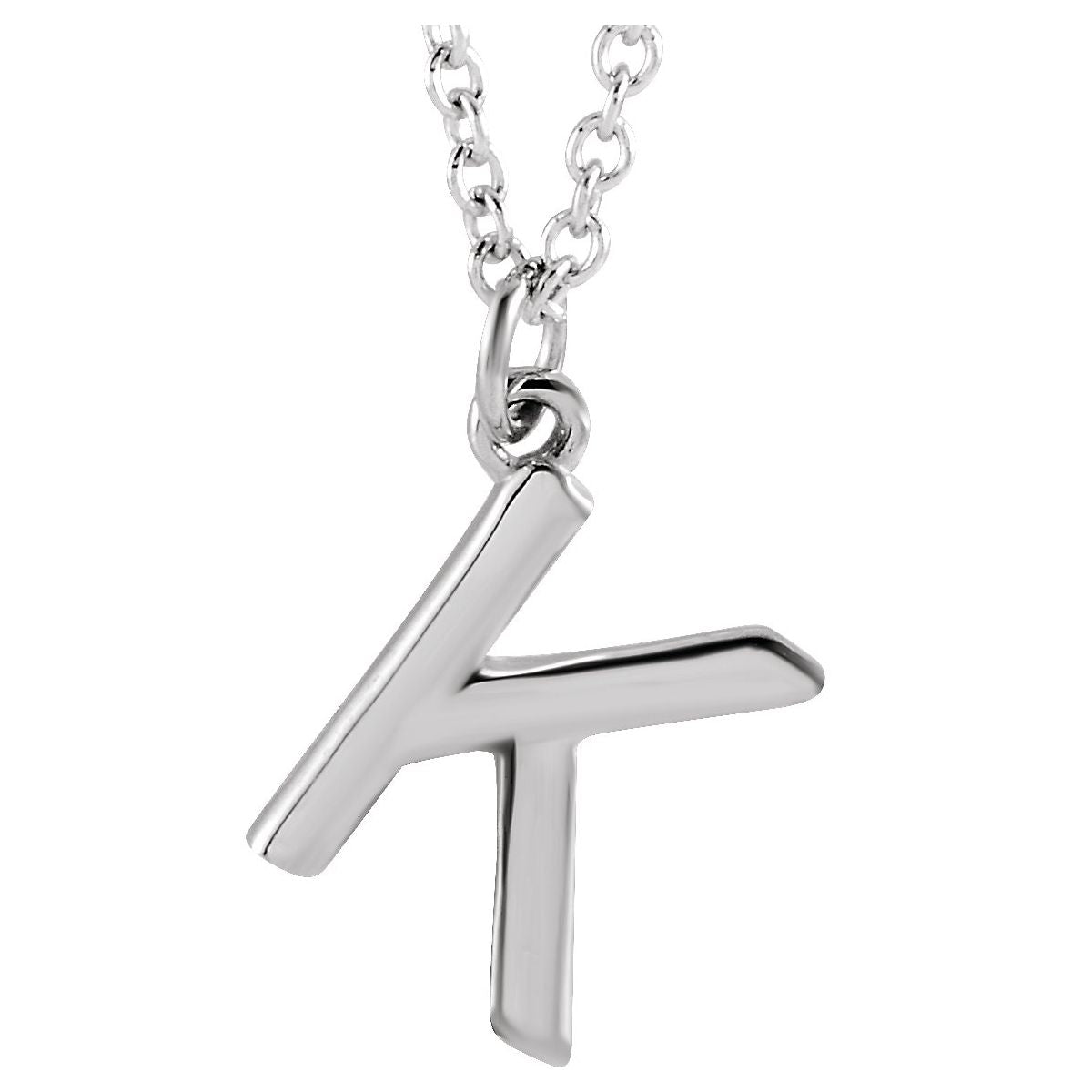 Initial Pendant Necklace — Initial K, 14k White Gold