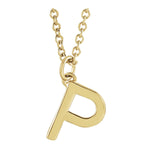 Initial Pendant Necklace — Initial P, 14k Yellow Gold