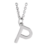 Initial Pendant Necklace — Initial P, 14k White Gold