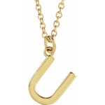 Initial Pendant Necklace — Initial U, 14k Yellow Gold