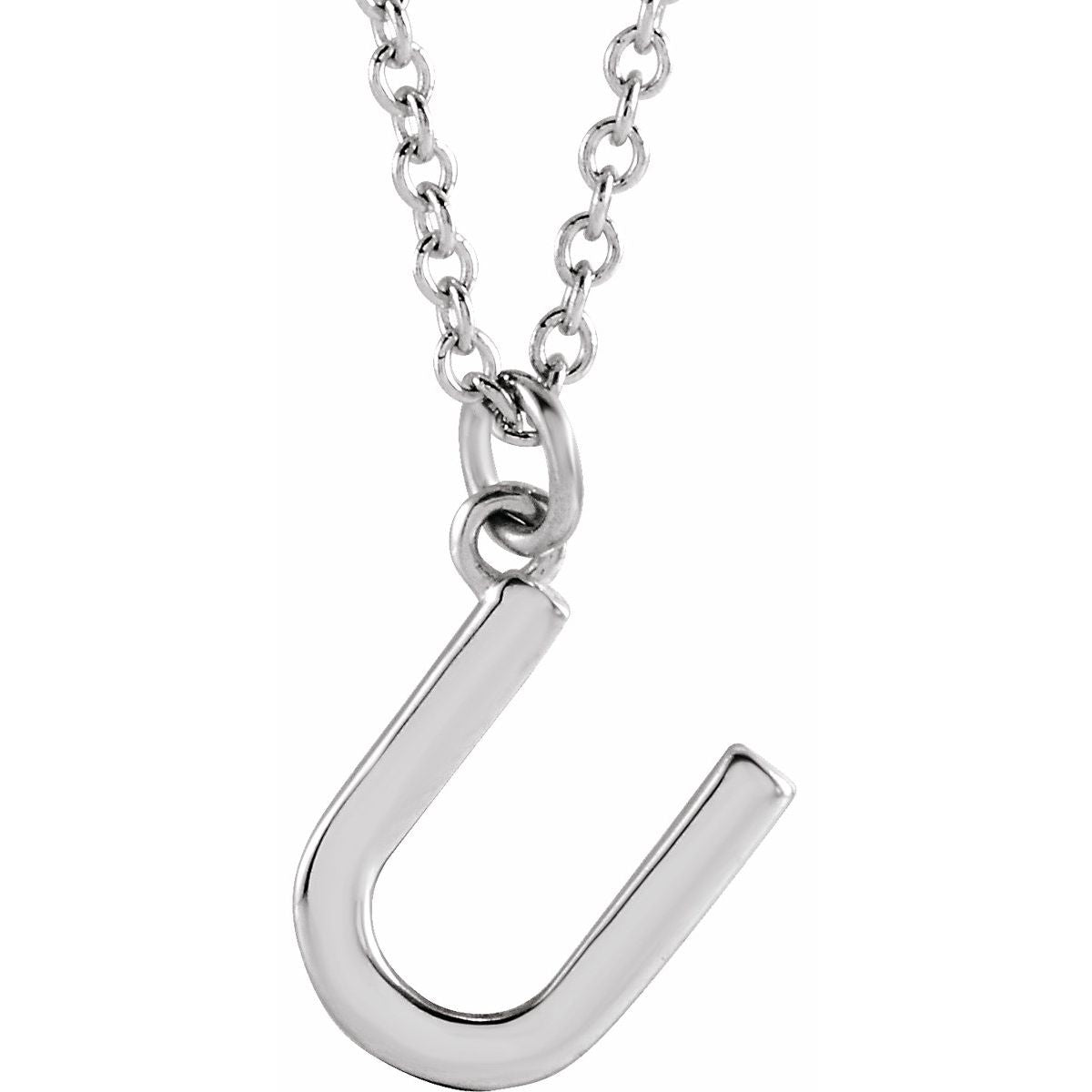 Initial Pendant Necklace — Initial U, 14k White Gold
