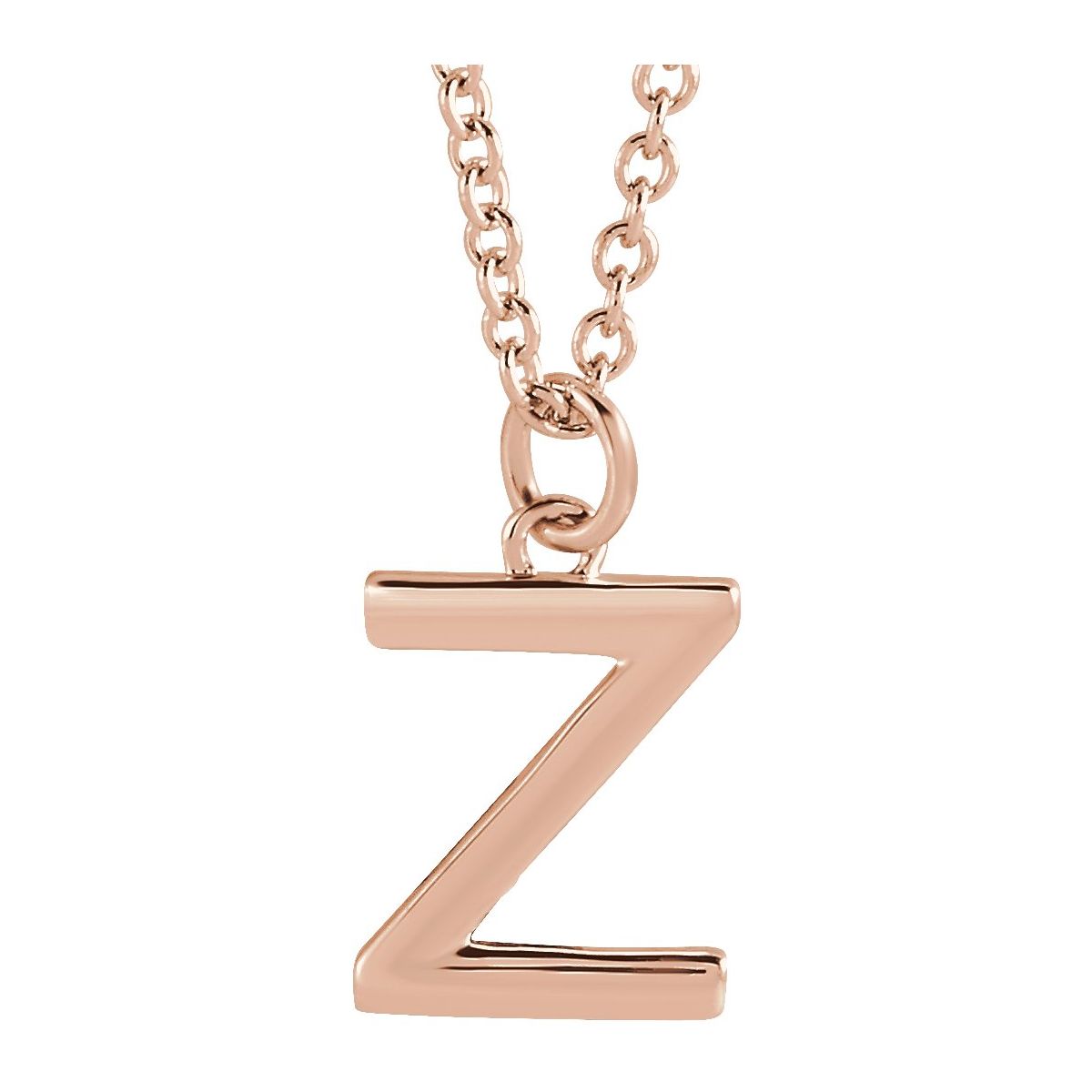 Initial Pendant Necklace — Initial Z, 14k Rose Gold