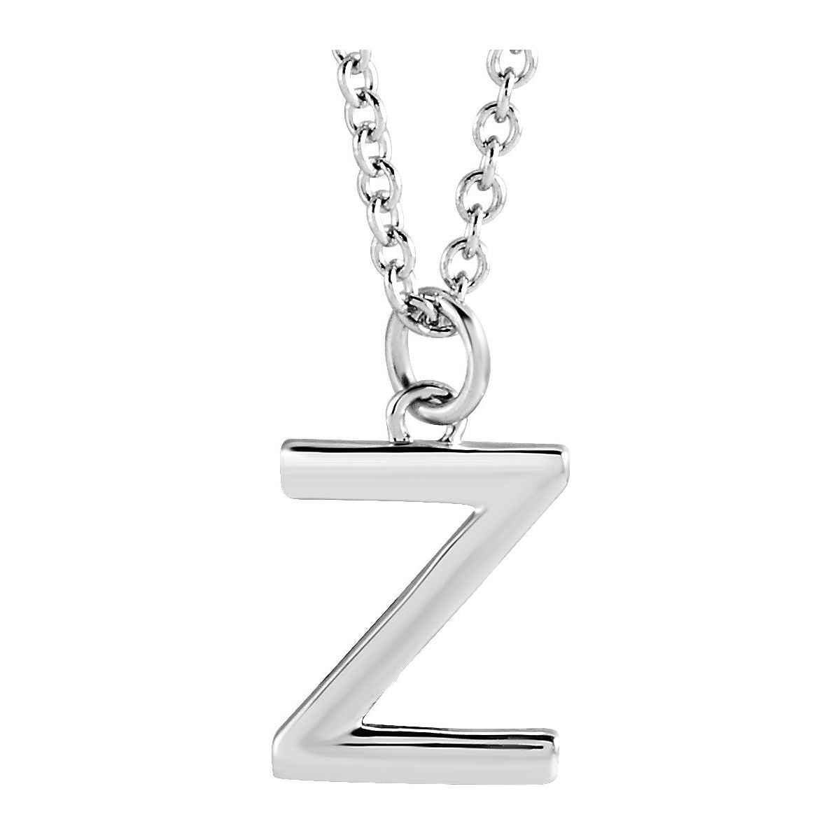 Initial Pendant Necklace — Initial Z, 14k White Gold