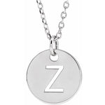 Initial Disc Necklace — Initial Z, 14k White Gold