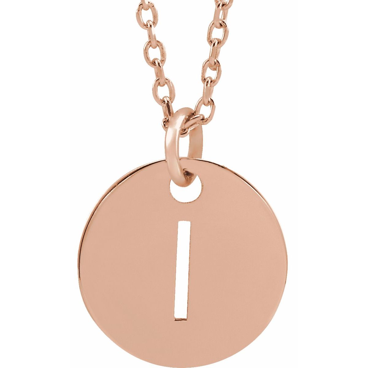 Initial Disc Necklace — Initial I, 18k Rose Gold-Plated Sterling Silver