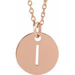 Initial Disc Necklace — Initial I, 18k Rose Gold-Plated Sterling Silver