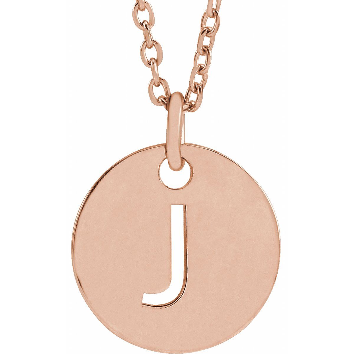 Initial Disc Necklace — Initial J, 18k Rose Gold-Plated Sterling Silver