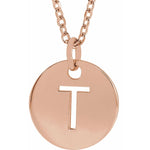 Initial Disc Necklace — Initial T, 18k Rose Gold-Plated Sterling Silver