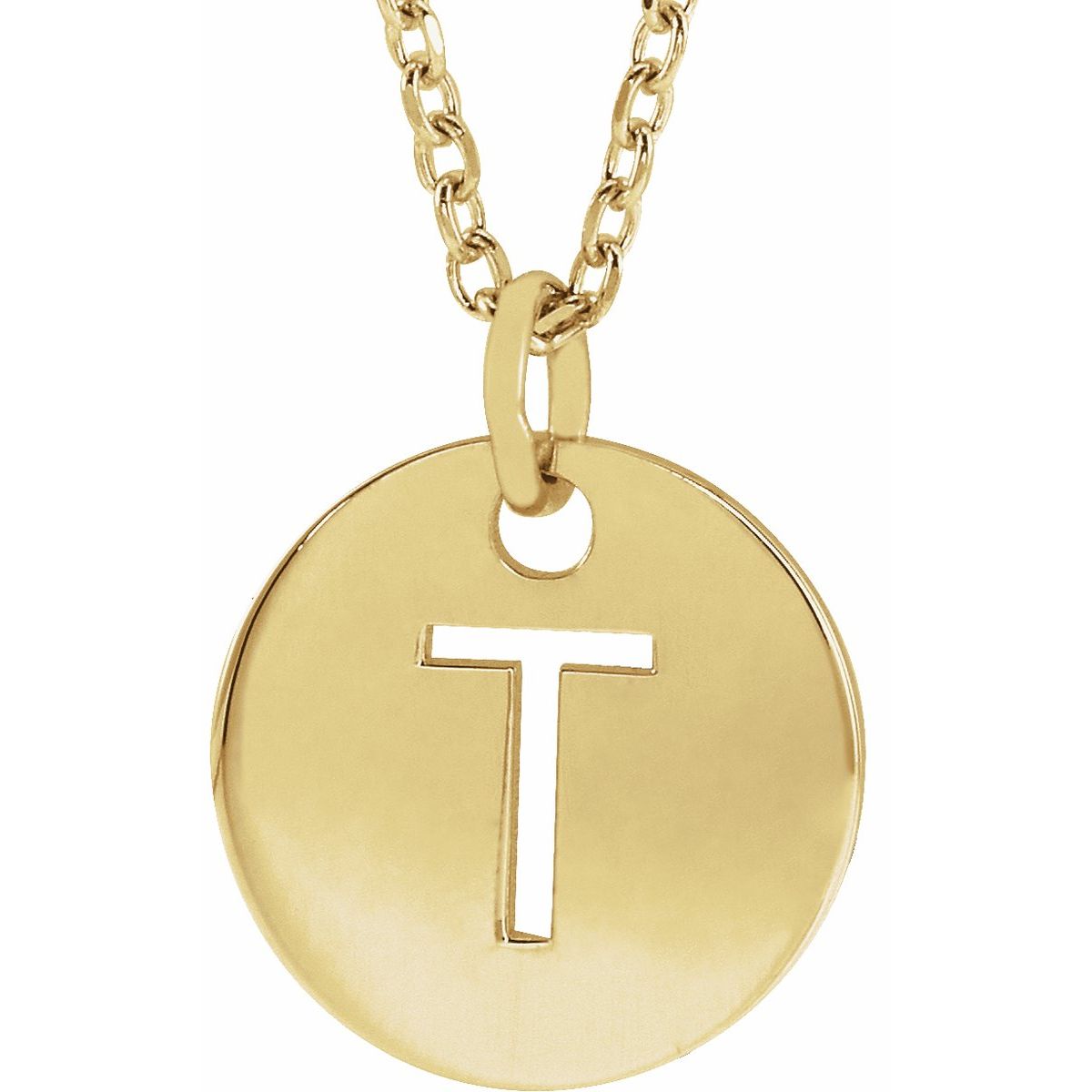 Initial Disc Necklace — Initial T, 18k Yellow Gold-Plated Sterling Silver