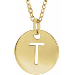 Initial Disc Necklace — Initial T, 18k Yellow Gold-Plated Sterling Silver