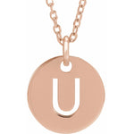 Initial Disc Necklace — Initial U, 18k Rose Gold-Plated Sterling Silver