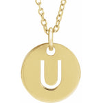 Initial Disc Necklace — Initial U, 18k Yellow Gold-Plated Sterling Silver