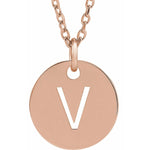 Initial Disc Necklace — Initial V, 18k Rose Gold-Plated Sterling Silver