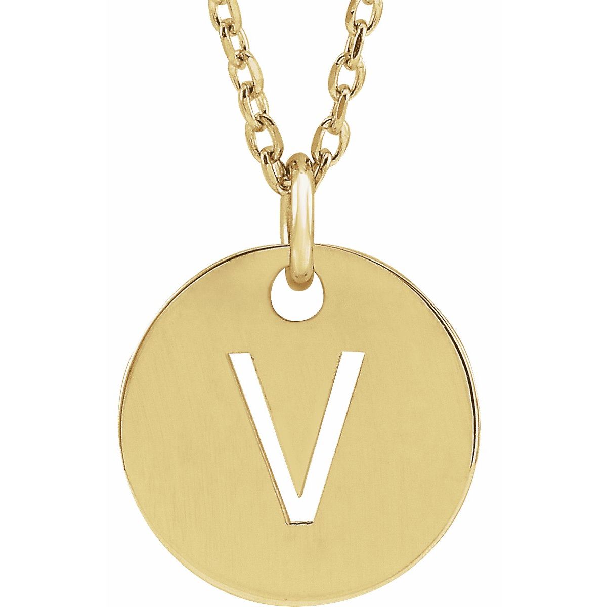 Initial Disc Necklace — Initial V, 18k Yellow Gold-Plated Sterling Silver