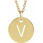 Initial Disc Necklace — Initial V, 18k Yellow Gold-Plated Sterling Silver