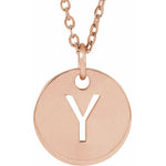 Initial Disc Necklace — Initial Y, 18k Rose Gold-Plated Sterling Silver