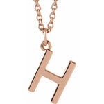 Initial Pendant Necklace — Initial H, 14k Rose Gold