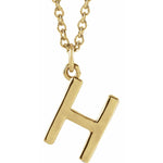 Initial Pendant Necklace — Initial H, 14k Yellow Gold