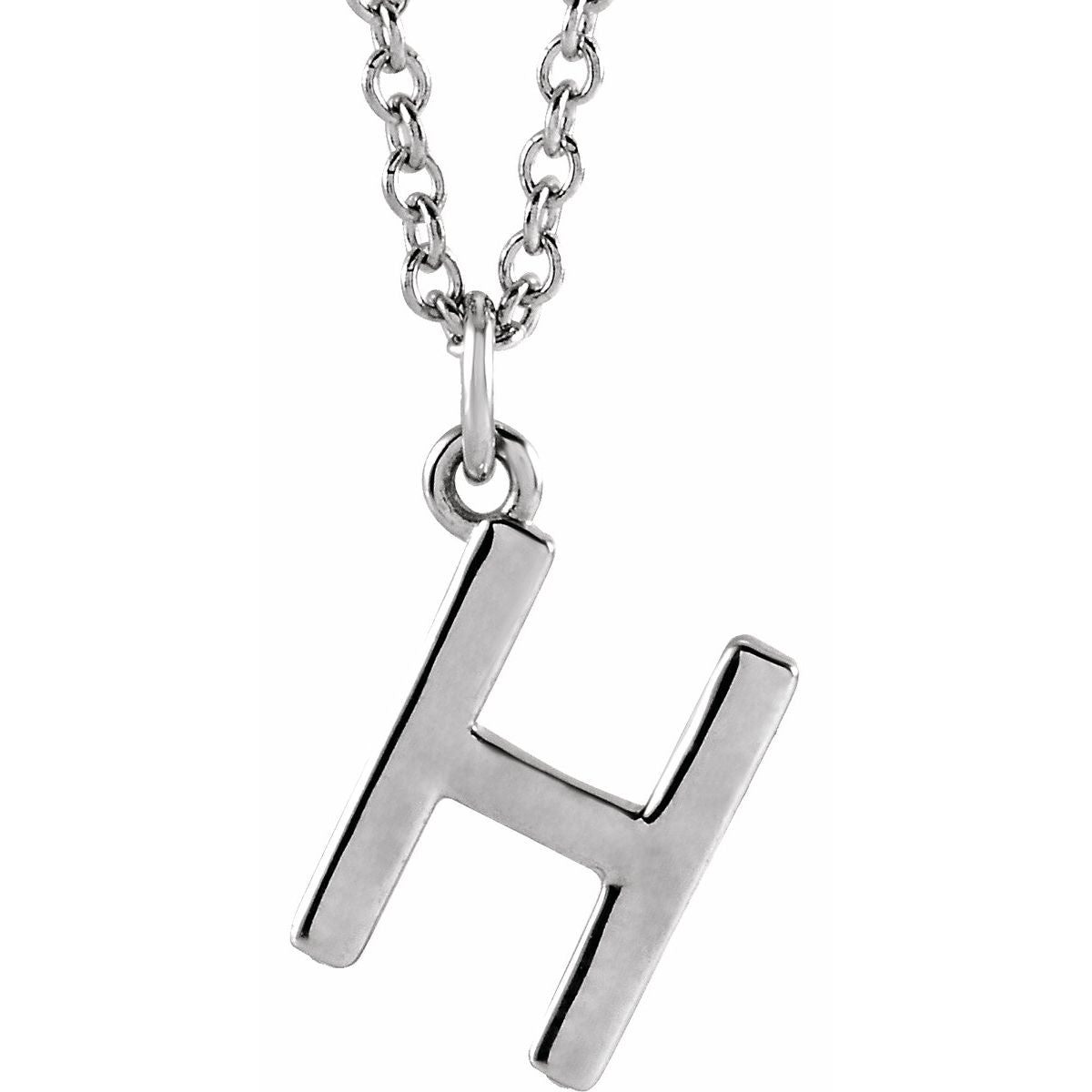 Initial Pendant Necklace — Initial H, 14k White Gold