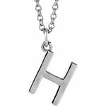 Initial Pendant Necklace — Initial H, 14k White Gold